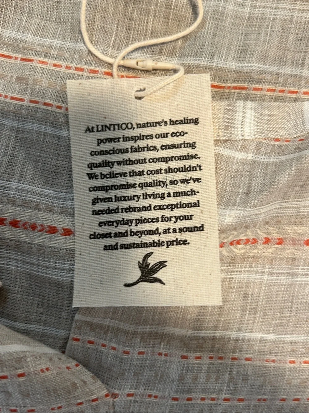 Lintico Dress Tunic Womens XL Beige Boho Linen Sustainable Minimalist NWT